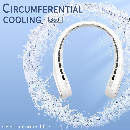 High Powered Wearable Neck Fan | Bladeless 360° Personal Cooler | Rechargeable, Ultra Quiet, Anti-Slip, No Hair Snag Design | Ideal for Outdoor, Travel & Work